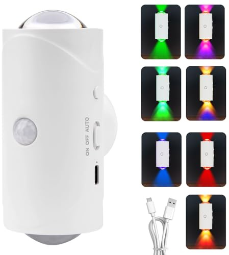 Nachtlicht mit Bewegungsmelder, Intelligentes Sunset Lamp, Nachtlicht Akku | mit Bewegungssensor, RGB-Farbverlauf Dimmbar, Magnetische Sunset Lampe, Wandlampe Wandleuchte Akku für Schlafzimmer Wohnzimm