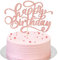 Ephlyn 1Pc Happy Birthday Cake Topper Glitter Birthday Sign Cake Pick Decoration for Happy Birthday Theme Boys Girls Baby Shower Birthday Party Cake Decorations Rose Gold