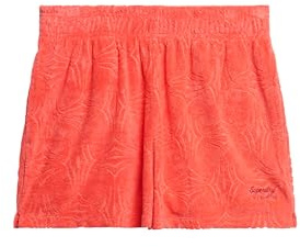 Superdry Damen Country Club Frottee-Shorts Pastelline Korallrot 36