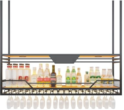YINMAN Portabottiglie Sospeso, Portabicchieri Da Soffitto In Metallo, Portabicchieri Rovesciato In Ferro Battuto, Adatto For Bar, Ristoranti E Cucine