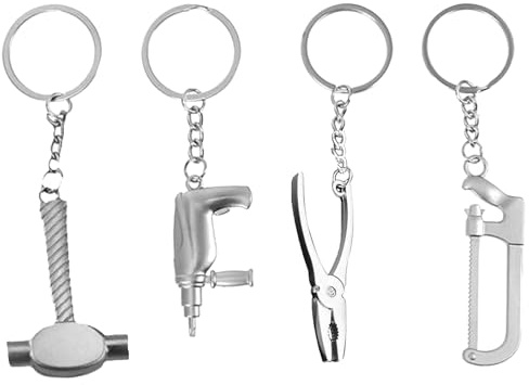 Yilceemy 4 Piezas Mini Llavero de Herramienta de Llave, Mini Llaveros Geniales, Llavero con Mini Pala, Se Pueden Utilizar Como Decoración de Mochila y Regalos (6.1×2.2cm)