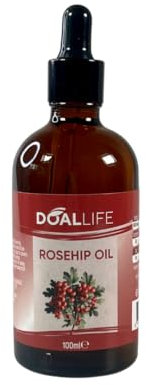DOALLIFE Hagebuttenöl Kaltgepresst 100ml - 100% Rein, Natürliches Wildrosenöl für Haut, Haare & Nägel - Feuchtigkeitspflege, Anti-Aging & Anti-Falten Gesichtsöl - Vegan