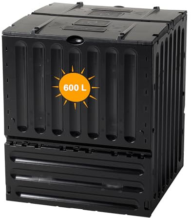 Yoursol Eco-King Komposter für den Garten, 600 L, Schnellkomposter Kunststoff anthrazit, Composter Garten, Kompostierer Garten, Kompostierung & Gartenabfall