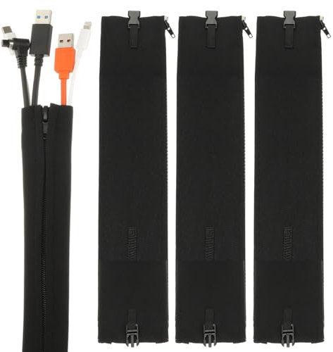 PATIKIL Cable Management Sleeve, 4Pcs 20Inch Zipper Cable Sleeve Protector Cord Organizer with Buckle for Cover Wire Extension Cord TV Computer