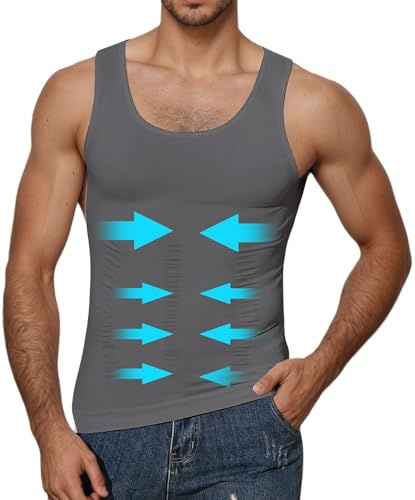 WINKEEY Maglietta Compressione Uomo Canottiera Contenitiva Pancera Contenitiva Uomo Maglia Compressiva Body Shaper Invisibile Snellente Intimo