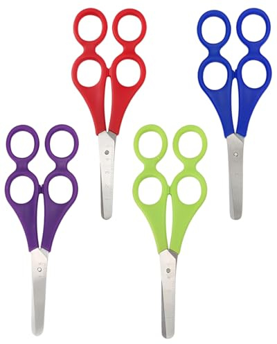 HUVZOR 4 Stk Therapeutenschere,Lernschere,Therapeutenschere mit Doppelgriff,Mutter-Kind- Schere mit Doppelgriff,Kinder Bastelschere Schule,Helferschere,für Eltern-Kind-Schüler