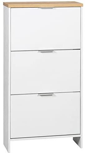 HOMCOM Meuble à Chaussures 3 Portes abattants, Armoire à Chaussures avec étagères Ajustables, pour entrée ou Couloir, 60 x 24 x 120 cm, Blanc