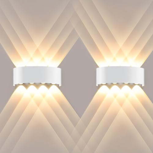 Ankey 2PCS LED Modern Wall Lights, 8W Indoor Wall Lamp Sconce, IP65 Waterproof Aluminum Outdoor Wall Wash Lights, 3000K Warm White for Living Room Bedroom Balcon Corridor