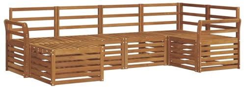 vidaXL 8-teiliges Sofa-Set aus natürlichem Akazienholz, massiv, für Garten und Terrasse, moderne Möbel, minimalistische Sitze, wetterfestes Sofa