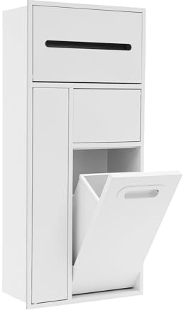 Porte-papier toilette encastré 3 en 1 - Poubelle encastrable en acier inoxydable - Niche intégrée avec support pour papier toilette et brosse - Module de placard de salle de bain - 30 x 14 x 65 cm