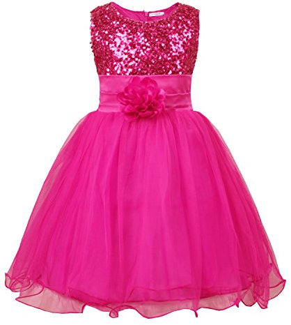 JerrisApparel Principessa Ragazza Fiore Paillettes Festa Matrimonio Vestito (7 Anni, Rosa)
