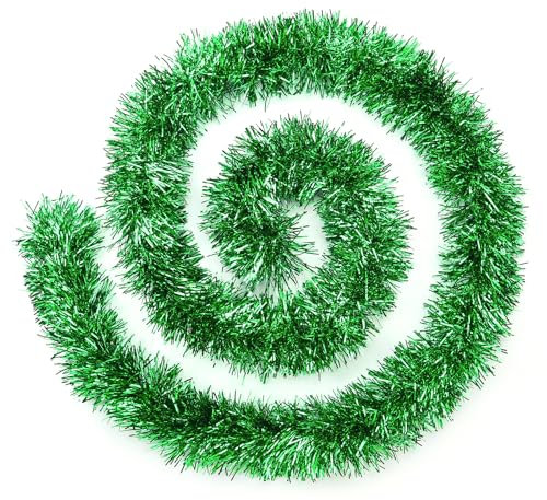 Brinny 5 Stück 2m Weihnachten Lametta Girlande Twist Glänzend Metallisch Weihnachtsbaum Schmuck Hängende Dekoration für Kranz Hochzeit Geburtstag Party Festival - Grün