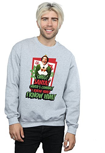 Elf Men's OMG Santa Sweatshirt X-Large Sport Grey