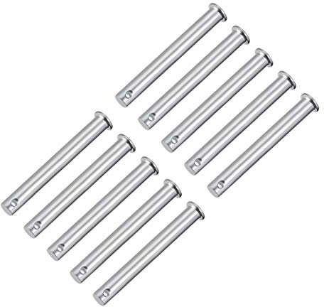 sourcing map 10 Stück Einloch Gabelbolzen 10mm x 90mm Flachkopf verzinkter Stahl