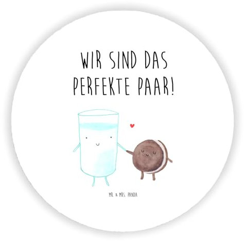 Mr. & Mrs. Panda Rund Magnet Milch Keks - Geschenk, Pinnwandmagnet, Dekomagnet, Kühlschrank Dekoration, Souvenir Magnet, Whiteboard Magnet, lustige