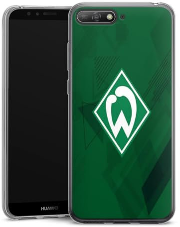 DeinDesign Slim Case extra dünn kompatibel mit Huawei Y6 2018 Silikon Handyhülle transparent Hülle SV Werder Bremen Wappen Offizielles Lizenzprodukt
