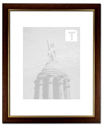 Barock Bilderrahmen Sortiment 70 x 100 cm goldene Bordüre 100x70 cm hier Camellia Nussbraun Gold mit Kunststoffglas Antireflex 2mm