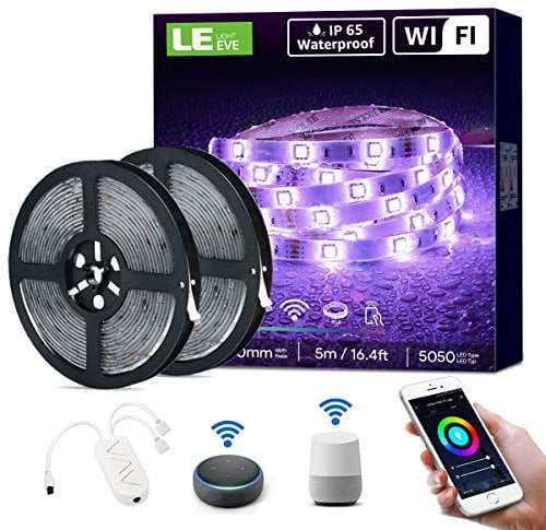 LEPRO Smart LED Strip Outdoor, 10M, 2x5M, RGB 300 LEDs, IP65 Wasserdicht WLAN LED Band, Kompatibel mit Alexa, App, Google Home