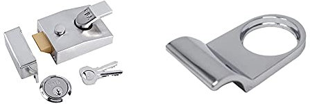 Yale P-89-CH-CH-60 Deadlocking Nightlatch, 60 mm Backset, Chrome Finish, High Security, with Automatic Deadlock & YES-CYLPULL-CH Essentials Rim Cylinder Door Pull