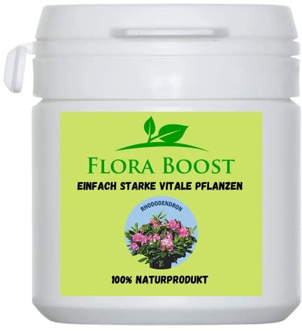 Flora Boost Rhododendron Dünger Flora Boost 100g I Für bis zu 100L Gießwasser I Dünger in Pulverform I Blumendünger für Rhododendren I Blatt- & Wurzeldünger I 100% natürlicher Pflanzendünger