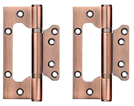 Qrity 4x Charnières en Acier Inoxydable,4 Pouces Rectangulaire Feuille 100mm Charnières de Porte Invisibles, Cuivre Rouge Antique