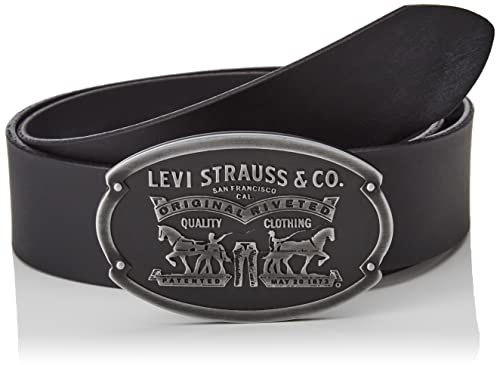 Levi's Men's Billy Plaque Belt, Regular Black, 100