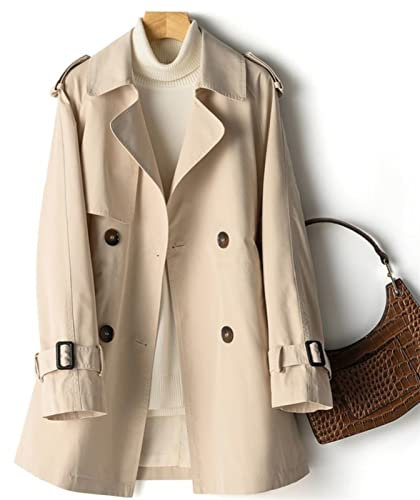 ROTAKUMA Bureaux De Bandes-vent Avec Doublure Printemps Automne Mince Mince Femme Trench-coat De Trench (Color : Beige, Size : XL)