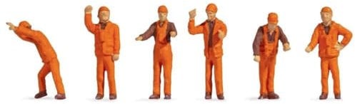 NOCH Rangierpersonal, Hobby-Figuren, 6 Figuren, für Spurweite TT, ideal für Modelleisenbahn
