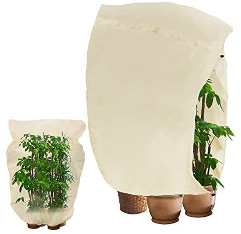 Pflanzen Winterschutz Pflanzenschutz Winter, Frostschutzhaube für Pflanzen mit Reißverschluss Zugband und Doppelter Kordelzug, Schutzhülle für Pflanzen im Winter für Olivenbaum Palmen,120*180cm