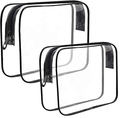 2 Stücke Kulturbeutel Transparent, Kulturtasche zum Transport von Flüssigkeiten PVC Kosmetiktasche Durchsichtig Toilettentasche wasserdichte Waschtasche Beutel Handgepäck Flugzeug Make-Up Tasche