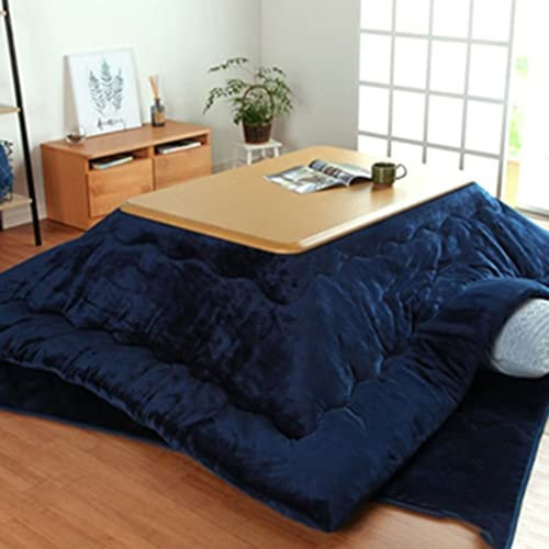 Kotatsu Heater Futon Set Kotatsu Table With Heater And Blanket 4pcs Japanese Living Room Casual Heated Tatami Table Brown Set (Color : Blue, Size : 80 * 80 * 41cm)