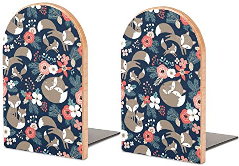 Mère Renard et Son bébé Serre-Livres décoratifs en Bois pour étagères, Bureau, Maison