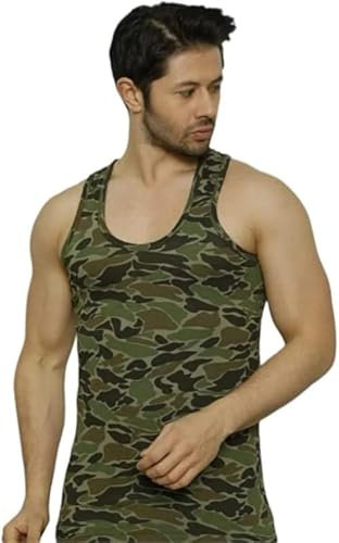 COSHAL® Men's Army Military Style Sleeveless Tank Tops Vest Undershirt Out Door Gym Running Cycling Slim Fit Summer Top Vest Athletic Wear Men Workout, Bodybuilding Camouflage Vest, Medium (Pack 1)