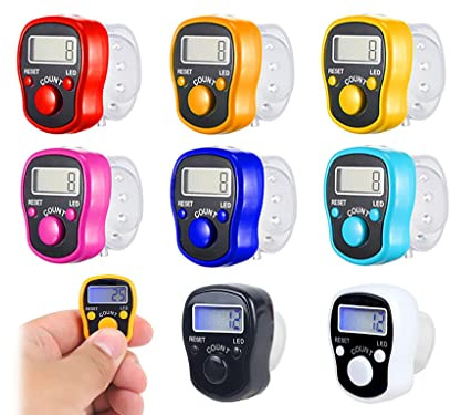 Hitopin 8PCS Contatori Digitali con Luce LED, Mini Contatore delle Dita, Contatori di Dita Elettronici, Contatore Digitale Elettronico LCD, per Piano di Inventario del Golf di Sport di Preghiera