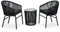 JUNZAI 3-TLG. Bistro-Set mit Kissen, Bistrotisch Mit 2 Stühlen, Gartenset Tisch Und Stühle, Balkontisch Klein, Bistroset, PVC Rattan Schwarz