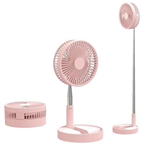 Weeuus Portable Rechargeable Floor Fan,7200Mah Battery Operated Standing Fan,Working Time 6~24 Hours Stretchable Standing Table Fan for Bedroom and Home Kitchen Outdoor Camping (Pink)
