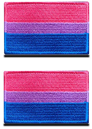 2 Stück LGBT Regenbogen Bisexual Flagge Patch, Regenbogen Bestickter Verschluss Emblem,Schwulenstolz Bisexuell Patches für Rucksäcke, Mützen, Westen, Helme, Jacken, Kleidung