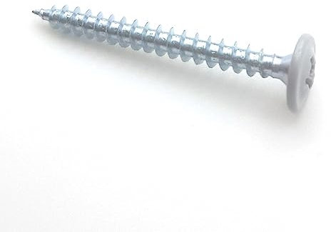 Holzschrauben für Rückwände 4x20 mm RAL 9006 Aluminium weiß Breitkopf Zn 50 Stück