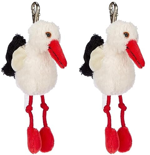 Schaffer Knuddel 207 Plüsch Schlüsselanhänger Storch Dudu, Weiß (Packung mit 2)
