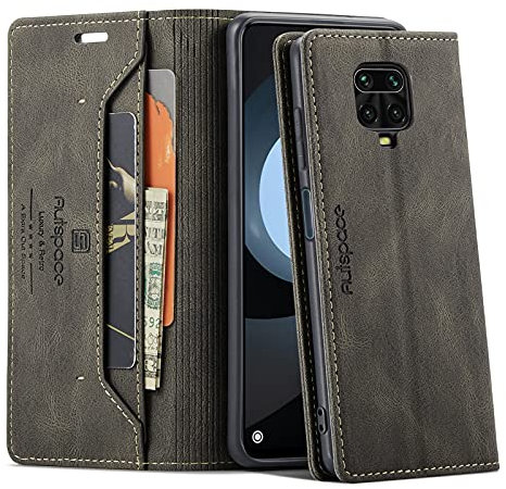 Tuzon Handyhülle für Xiaomi Redmi Note 9 Pro Hülle Brieftasche Retro Leder Flip Hülle mit Kartenhalter RFID-Blockierung Tasche Magnet Kickstand Schützende Gehäuse
