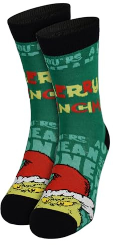 United Labels Grinch Socken für Herren, Grün, Herrensocken lustig Merry Grinchmas, Weihnachtssocken, Grinch Strümpfe