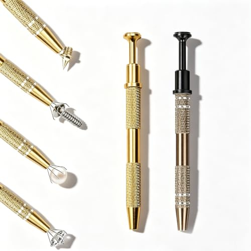 2 Stücke Perlen Greifwerkzeug, Legierung Schmuck Pinzette, Grabber Schmuckherstellung Werkzeug, für Schmuck, Perlen, Schrauben, Präzisionsteile (Grau&Gold)