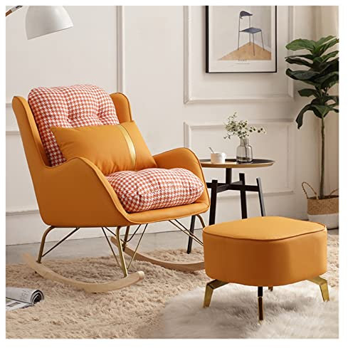 Rocker Glider Stuhl mit Ottomane, moderner Akzentstuhl aus der Mitte des Jahrhunderts, bequemer Sessel, Loungesessel für Wohnzimmer, Schlafzimmer, gepolsterter getufteter Stuhl für das Kinde