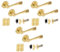 HANDLEZONE® 3 Sets Zena Internal Door Handles on Rose Lever Latch Packs with Ball Bearing Hinges - Brushed Brass