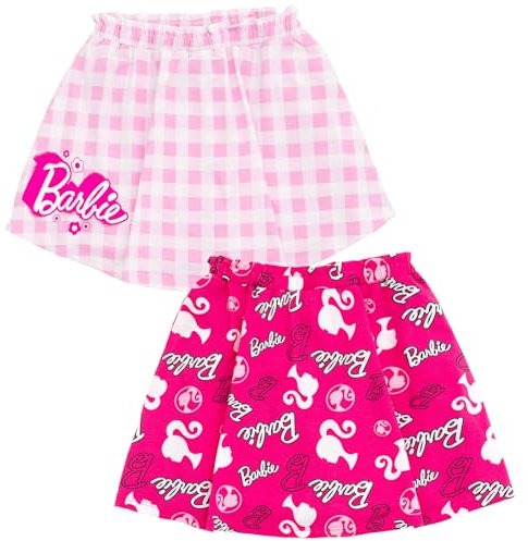 Barbie Lot de 2 jupe-shorts pour filles pour tout-petits à grands enfants, Rose, 14