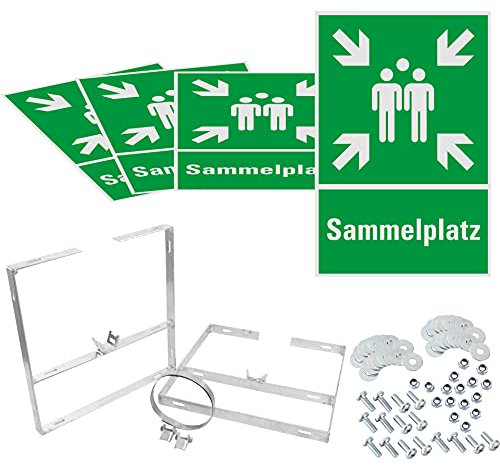 Dreifke® Schild I Würfelset Rettungszeichen Sammelstelle, Aluminium, 400x600mm, inkl. Befestigung