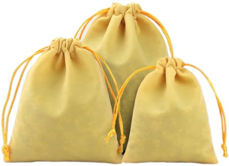 6 Stück Samtbeutel Schmuckbeutel, Kleine Stoff Beutel mit Kordelzug, Samt Säckchen Geschenkbeutel Stoffsäckchen zum Befüllen für Schmuck Hochzeit Weihnachten Geburtstag Party Geschenk,13x18cm Gelb