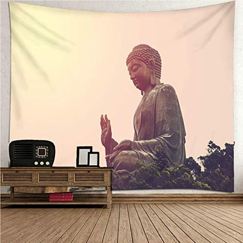 CEVAN Wandteppich Quadrate Wanddecke Warm Buddhismus Thema Buddha-Statue Wandbehang Winter Wanddekoration Hochzeit Kunst Dekorationen Decke Wandbehang Stoff Mehrfarbig 150x130cm