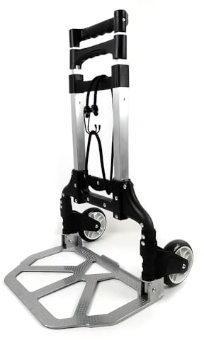 Suprills Aluminium Folding Hand Trolley on Wheels, Heavy Duty Industrial Sack Barrow, Shopping Trolley, Foldable Sack Truck Barrow Cart, 75kg Load Capacity