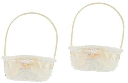 Alipis 2stücke Korb Aus Geflochtenem Material Mit Schleife Dekorativer Aufbewahrungskorb Für Hochzeiten Picknicks Und Blumenarrangements Leicht Und Vielseitig Für Zuhause Und Feiern